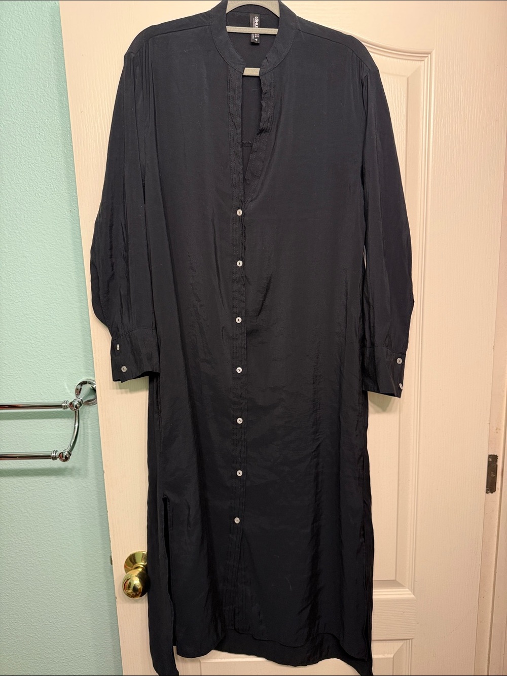 Women's Black Button-Front Swim Coverup Dress